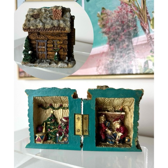Vintage Windsor Christmas House Cabin Resin 3" Tall Hinged Holiday Village Scene - Picture 1 of 10